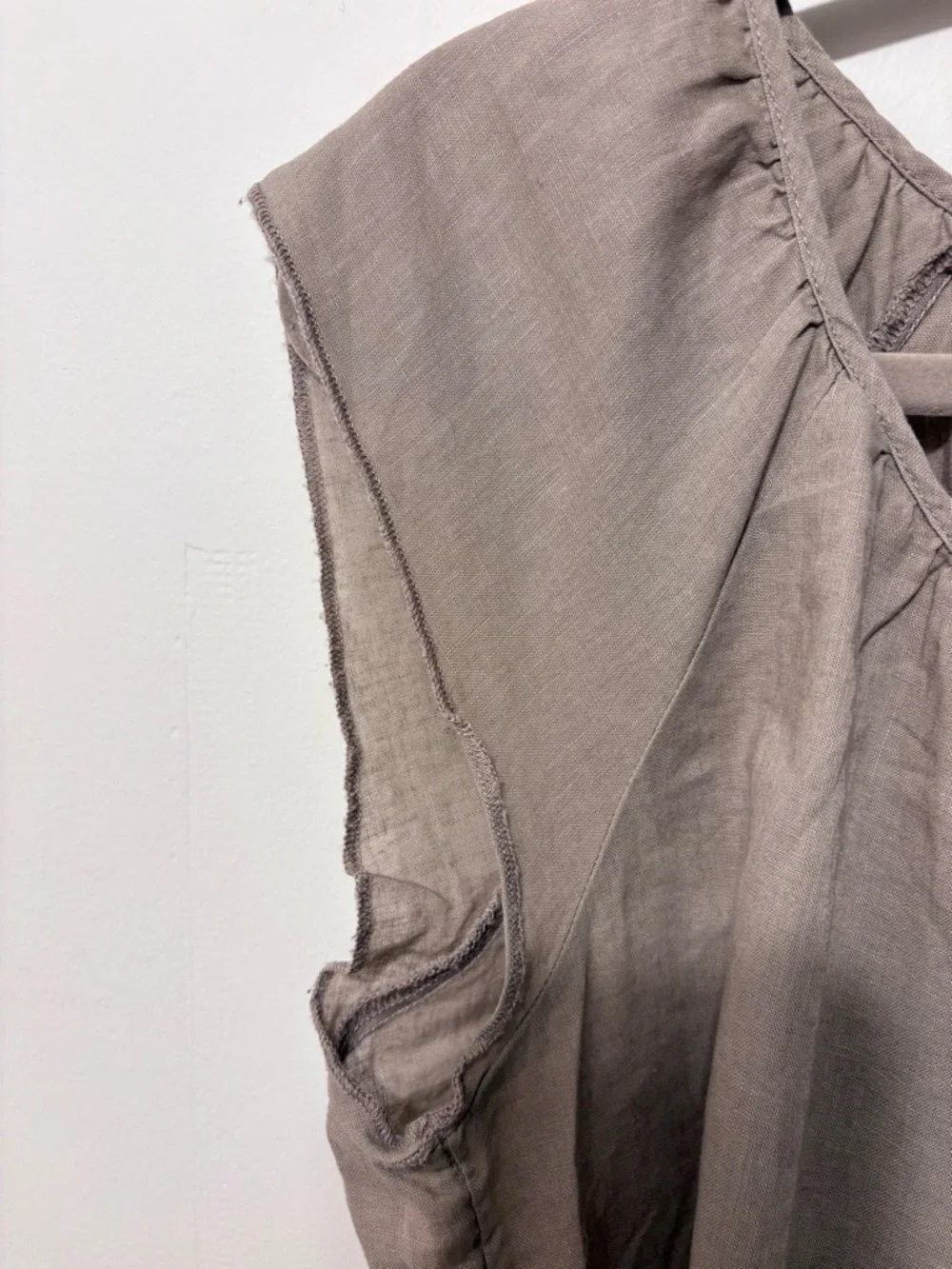 Taupe Embroidered short-sleeved Peasant Blouse - Picture 6 of 9